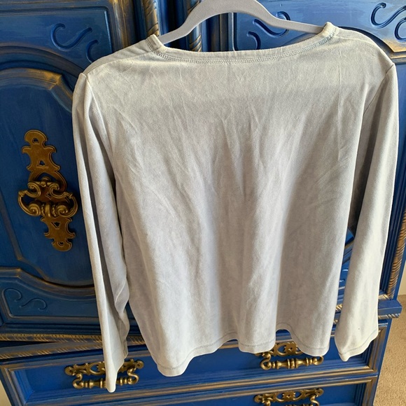 LL Bean Large Blue Velvet Cotton Stretch Shirt - Picture 3 of 3